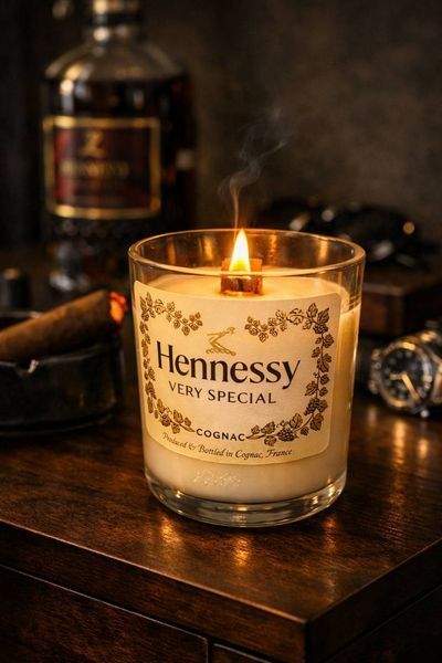 Свічка апсайклінг Hennessy Very Special &mdash; Butterscotch & Bourbon | 350 г | Соєвий віск с023 фото