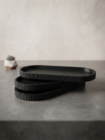 Овальна підставка під декор та тримачі аромапаличок &laquo;Ribbed Tray&raquo; (15-16 см) р0033 фото