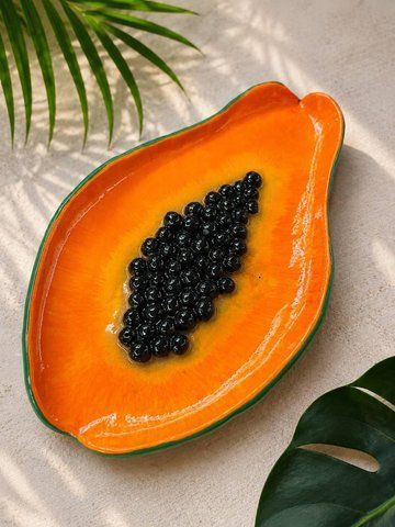 Декоративна глиняна тарілка Papaya Tray р0014 фото