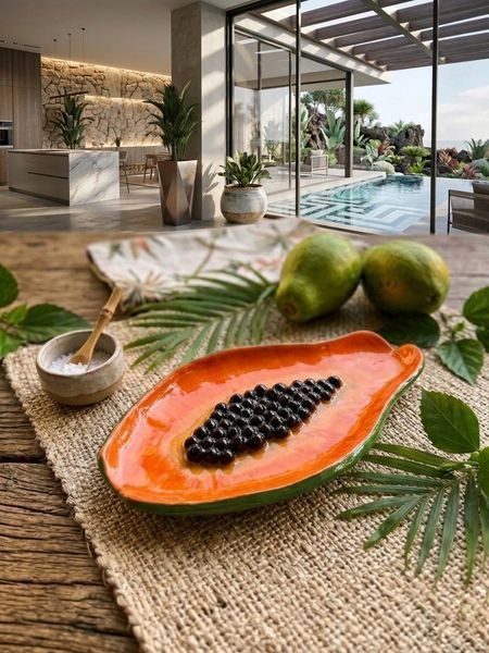 Декоративна глиняна тарілка Papaya Tray р0014 фото