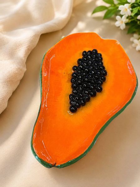 Декоративна глиняна тарілка Papaya Tray р0014 фото