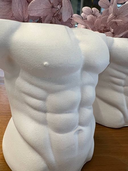 Гіпсове кашпо &laquo;Torso Man&raquo; &ndash; декоративне кашпо у формі чоловічого торса, 8 см р0016 фото
