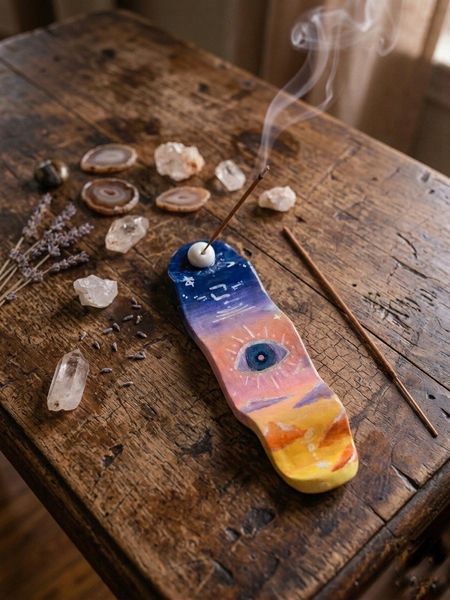 Тримач для аромапаличок &laquo;Mystic Eye&raquo; з глини &ndash; ручна робота м5 фото