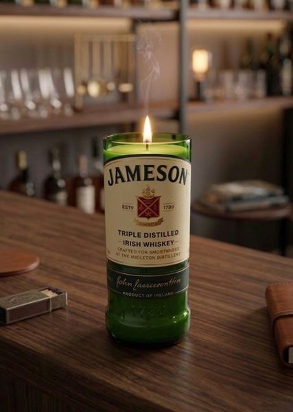 Апсайклінг-свічка Jameson 380 г &mdash; Whiskey, соєвий віск | DWOE с031 фото