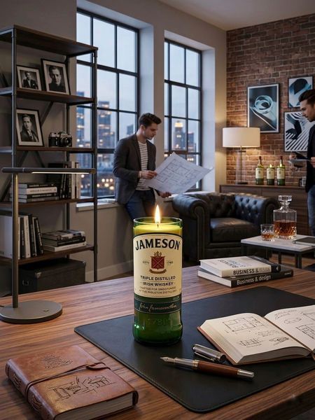 Апсайклінг-свічка Jameson 380 г &mdash; Whiskey, соєвий віск | DWOE с031 фото