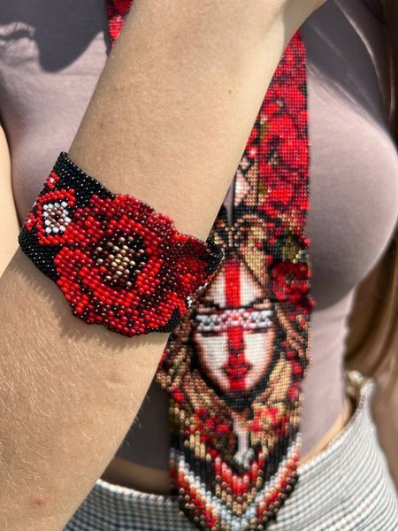 Комплект "Берегиня" &ndash; гердан та браслет із бісеру ручної роботи укр001 фото